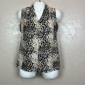 5 for $30 Rose‎ Olive Womens Animal Print Sleeveless Blouse Small V Neck